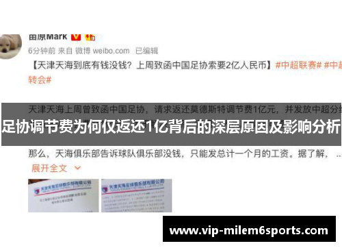 足协调节费为何仅返还1亿背后的深层原因及影响分析